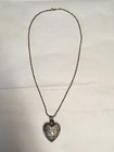 Vintage Victorian Sterling Silver Heart Snuff   Perfume Bottle Pendant Necklace 