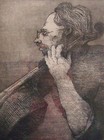 Mid Century Modern Style Cello Art Framed Signed Musician Vintage Sketch Print