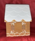 Ceramic Gingerbread House Candy Cane Jar Decor Christmas Storage Box