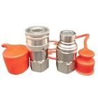 1 2  Npt Flat Face Hydraulic Quick Connect Couplers couplings Set W dust Caps 