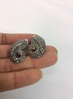 Beautiful  Vtg Art Deco Sterling Silver 925 Marcasite Clip On Earrings
