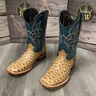 Men s Brown Ostrich Quill Leather Western Rodeo Exotic Cowboy Square Toe Botas