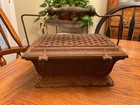 Antique French Cast Iron Foot Warmer  chaufferette  With Wooden Handle