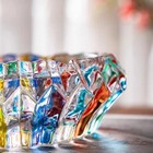 Colorful Vintage Cigar Ashtray Cut Crystal Glass Tobacciana Heavy Cut Art Round