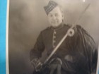 Original 1944 Photo Scottish Soldier In Kilt With Basket Hilt Sword Edinburgh