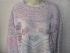 Vtg United States Sweater Womens Large Pastel Knit Hearts Cotton Blend 80-90s