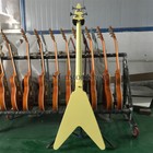 Custom Shop 4 String Flying V Bass Guitar Cream White Solid Mahogany Hh Pickup