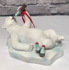 Coca Cola Polar Bear On Ice Resin Christmas Ornament Figurine New Nwt