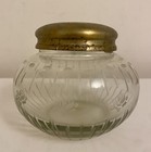 Vintage Etched Floral Glass Dresser Vanity Powder Jar Ornate With Lid