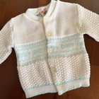 Vintage Winnie The Pooh  baby  Boy Knit Cardigan Sweater Aqua Pastel Sweet Sz Nb