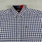 Vintage Tommy Hilfiger Shirt Mens Medium Plaid Button Up Long Sleeve Relaxed Fit