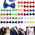 Mens Kids Bow Tie Adjustable Satin Solid Bowtie Wedding Formal Party Uniform Lot