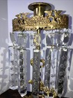Antique American Revolution Girandoles 1-pair Brass W 14 Hanging Prisms   Base