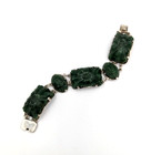 Vintage 900 Silver Green Jade Nephrite Egyptian Revival Statement Bracelet