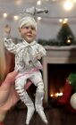 Christmas Leprechaun Elf Fairy Silver White Shelf Sitter Posable Ornament New