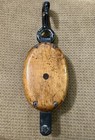 Antique Wood Pulley Block With Iron Hook 17    Barn Farm Nautical Rustic Tool