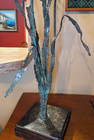 Vtg Mike Bucha Brutalist Metal Flower Sculpture Signed Mcm Torch Cut Large 24   