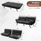 Convertible Futon Sofa Bed Memory Foam Couch Sleeper W  Adjustable Armrest Black