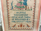 Two Antique Needle Point Samplers Home Is Where The Heart Is Risque
