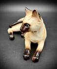 Vtg Mcm Shafford Porcelain Chocolate Point Siamese Cat Figurine  Original Label