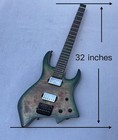 Headless   Travel 6 String Electric Guitar Solid Body Glossy Finished Burl Top