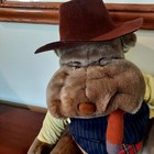 Vtg Cigar Store Display  Smoking Stuffed Dog w  Hat All Orginal  Mint Condition