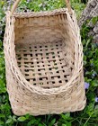 Antique Early 20th Century American Splint Oak Gathering Basket 21 5  Long