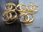 Chanel 5 Nice Gold Tone Metal    Button Cc Logo 22mm Lot 5 Pc