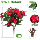 6 Bundles Artificial Impatiens Flowers For Outdoors Decoration  Silk Flowers    