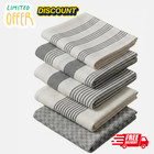 100  Cotton Kitchen Towels Pack Of 5 White Gray Stripe Farmhouse Dish Towels