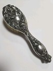 Antique Sterling Silver Art Nouveau Repousse Woman With Flowers Hair Brush