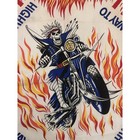 Vtg Bandana Skeleton Motorcycle Highway To Hell Flames Usa - Ghostrider Harley 