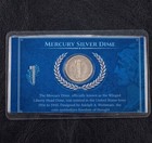 Mercury Silver Dime - 90  Silver 2 5g Coin - Protective Laminated Display Card