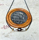 Tibetan 3-eye Dzi Bead Necklace Agate Symbols Pendant Energy White Brown