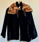 Victorian Black Velvet Jacket With Reddish brown Fox Collar   Very Soft cool 