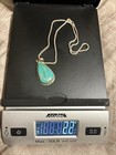 Italy Silver 925 Turquoise Teardrop Pendant Necklace Box Chain Lobster  