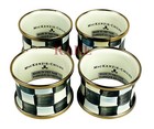 Mackenzie-childs Courtly Check Set Of Four Napkin Rings New Box