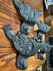 Set Of 4 Antique-finish Vintage Round Oak Cast Iron Wood Coal Stove Legs Feet