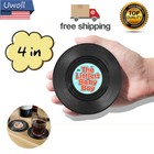 Vinyl Record Coasters For Drinks Retro Disk Coaster With Holder For Wooden Table