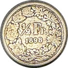 1898-b Switzerland Silver 1 2 Franc - Silver World Coin