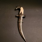 Antique Indo-persian Khanjar Dagger With Horse Head Bone And Floral Engr Sheath