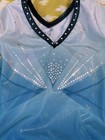 Gk Elite Gymnastics Leotard Competition Rhinestone Bling Blue  Size   Cs