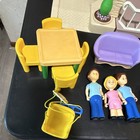 Little Tikes Dollhouse Playset Blue Roof W  Figures  Furniture  Swing   Car
