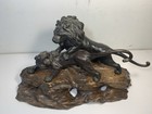 Antique Japanese Meiji  1868-1912  Bronze Lion   Tiger Signed Genryusai Seiya