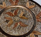 Vintage Large 13 1 2 Inch 1940s Turkish Copper Etched Artisan Hand Made Plate