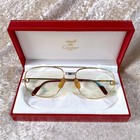 Vintage Cartier Eyeglasses Santos Gold Frame 61-18-140 With Case