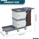 Commercial Janitorial Cleaning Cart With Cabinets Shelves Bag Six Silent Wheels