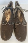 Edwardian Antique Pair Womens Felt Lace Up Shoes Display Or Repair