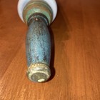 Antique Imperial Milk Glass Green Blue Wood Handle Rolling Pin  Fluoresces  