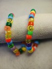 6 Inch Girls Set Of  2 Pony Bracelets With Smiley Faces  Multicolor Plastic 9mm 